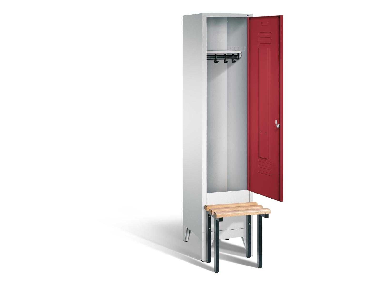 Spind S2000 Classic mit vorgebauter Sitzbank - 1 Abteil 400mm Abteilbreite