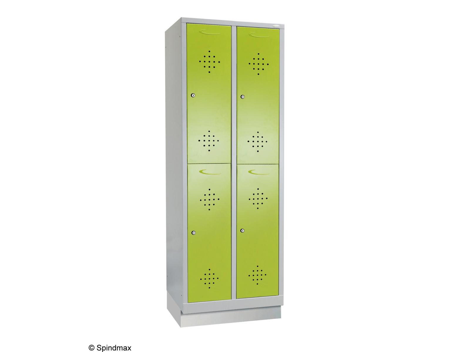 Spind doppelstöckig Grüne Linie mit Sockel - 2 Abteile 400mm Abteilbreite