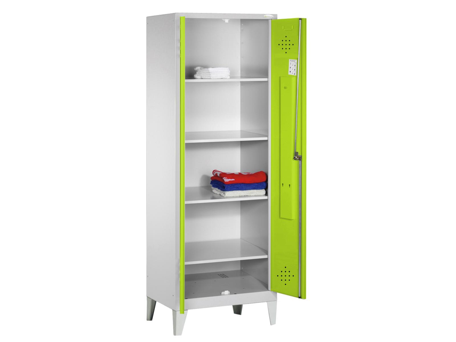 Spind Grüne Linie mit Füßen -Aufbewahrungsschrank -1 Abteil 600mm Abteilbreite
