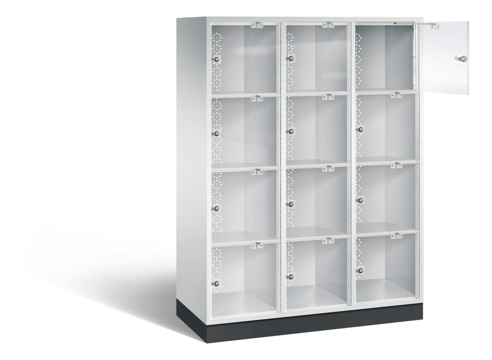 Schließfachschrank S4000 Intro mit Acrylglas 3 Abteile / 12 Fächer / 400mm Abteilbreite