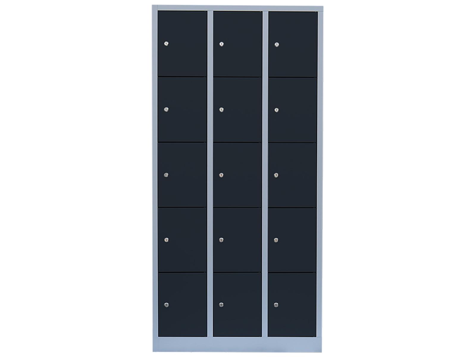 Schließfachschrank Serie Ideal Spind - 15 Fächer / 3 Abteile 400mm Abteilbreite
