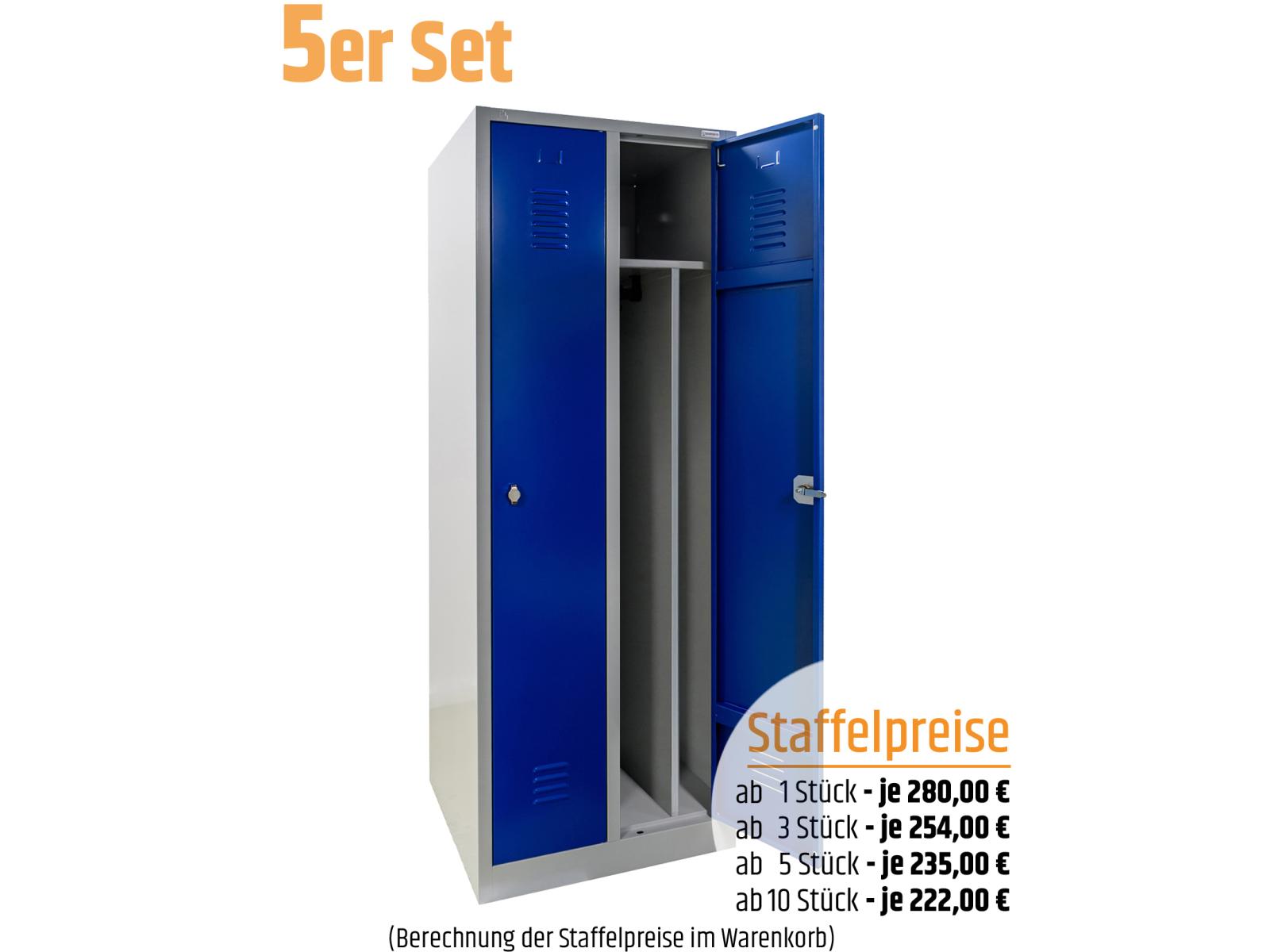 5 Stück Spind Serie IdealSpind - 2 Abteile 400mm Abteilbreite - Einzelpreis 235,00 EUR netto