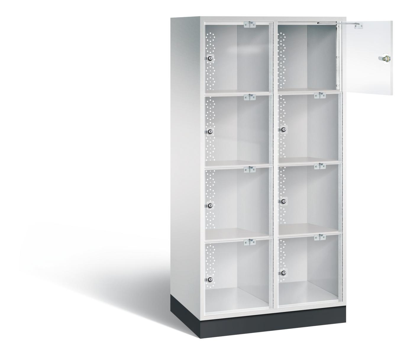 Schließfachschrank S4000 Intro mit Acrylglas 2 Abteile / 8 Fächer / 400mm Abteilbreite