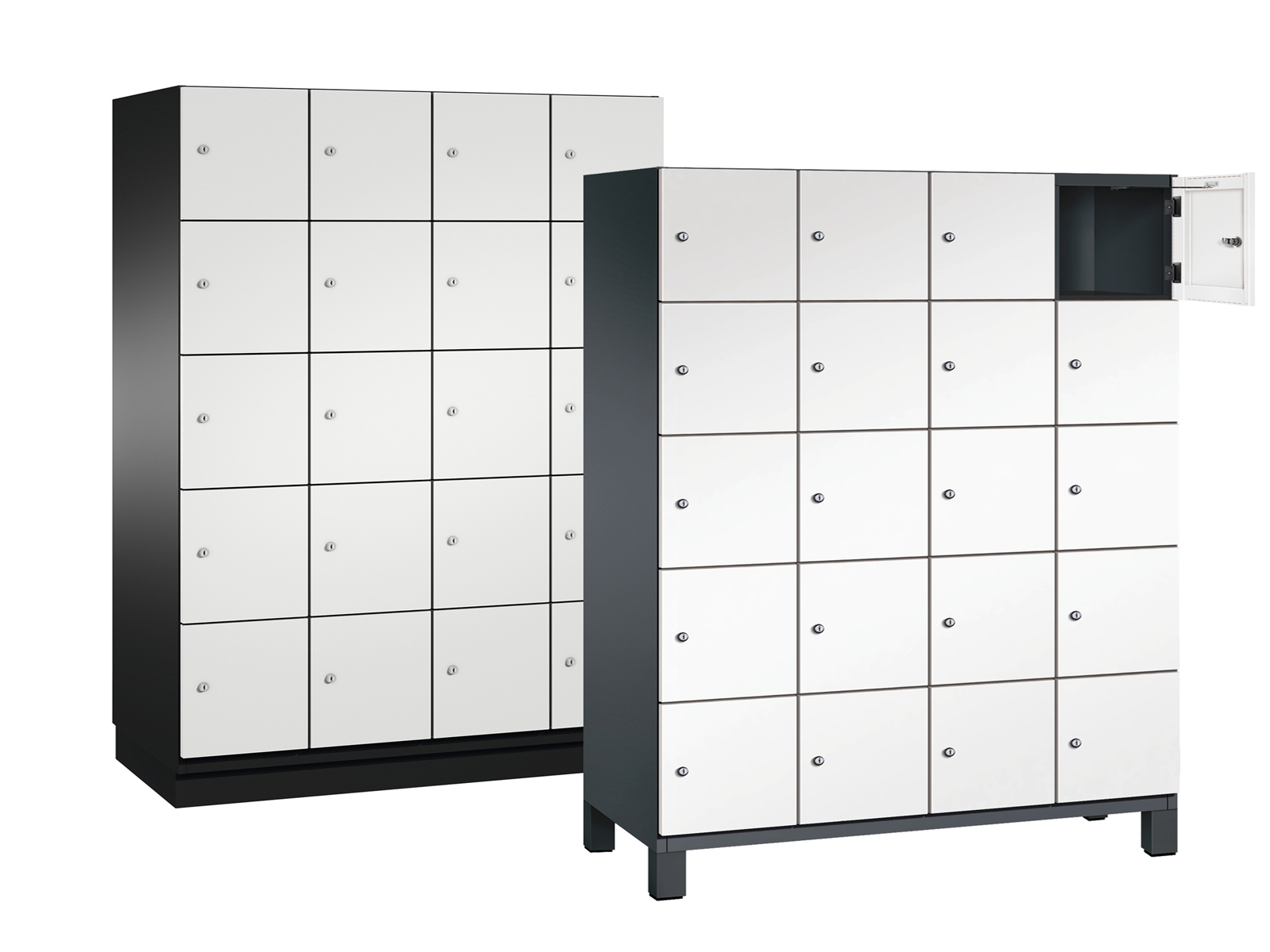 Schließfachschrank Cambio - 20 Fächer / 4 Abteile 300mm Abteilbreite