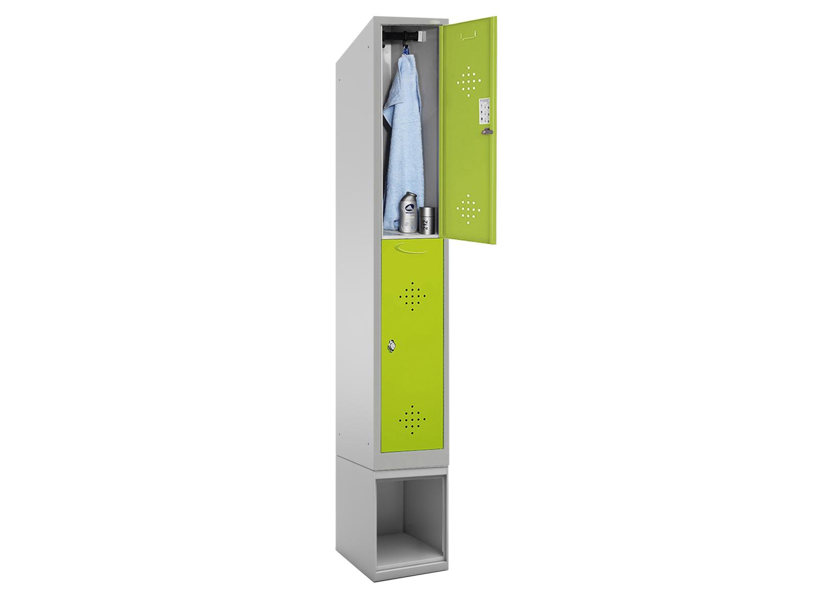 Spind doppelstöckig Grüne Linie - mit Schuhbox -1 Abteil 400mm Abteilbreite