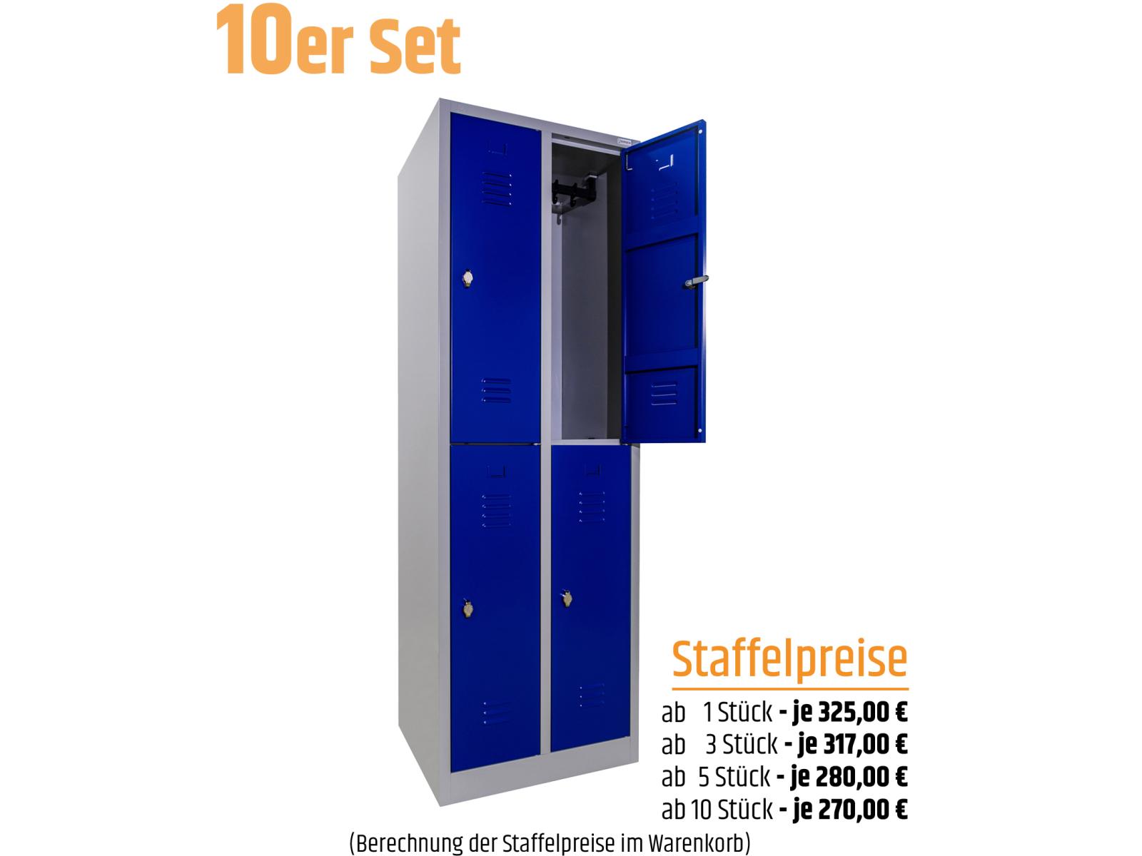 10 Stück Spind Serie IdealSpind doppelstöckig - 2 Abteile 400mm Abteilbreite - Einzelpreis 270,00 EUR netto