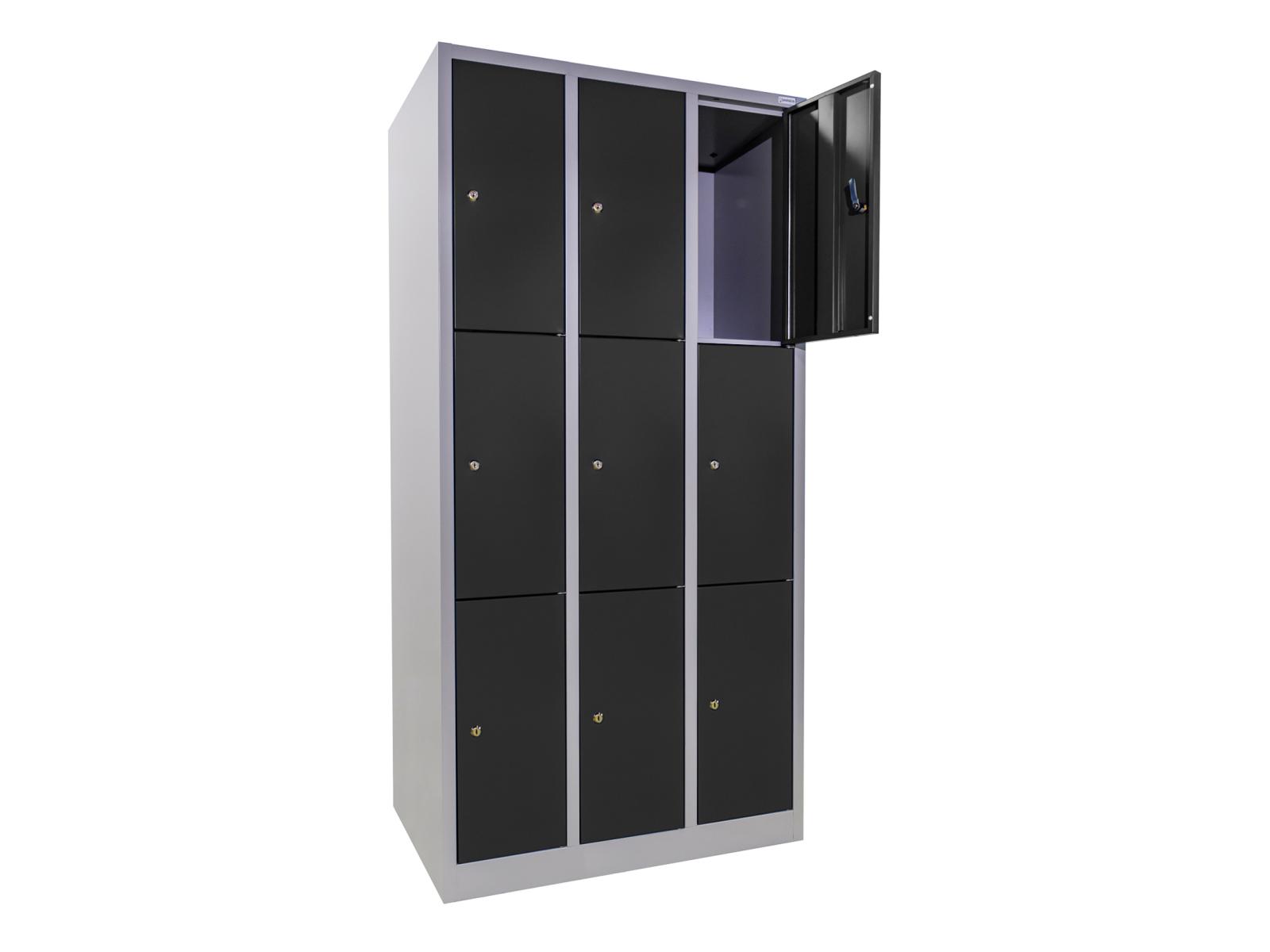 Schließfachschrank Serie Ideal Spind - 9 Fächer / 3 Abteile 400mm Abteilbreite