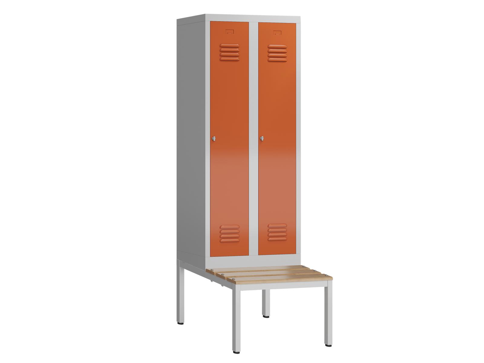 Spind Serie Spindmax® mit Sitzbankuntergestell - 2 Abteile 400mm Abteilbreite