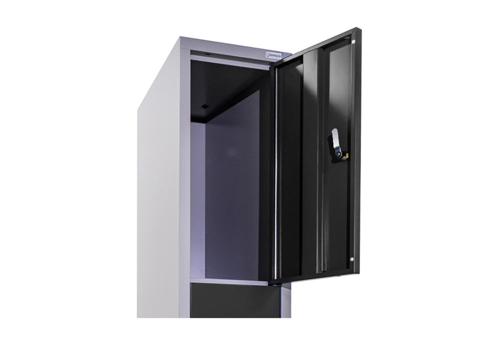 Schließfachschrank Serie Ideal Spind - 16 Fächer / 4 Abteile 300mm Abteilbreite