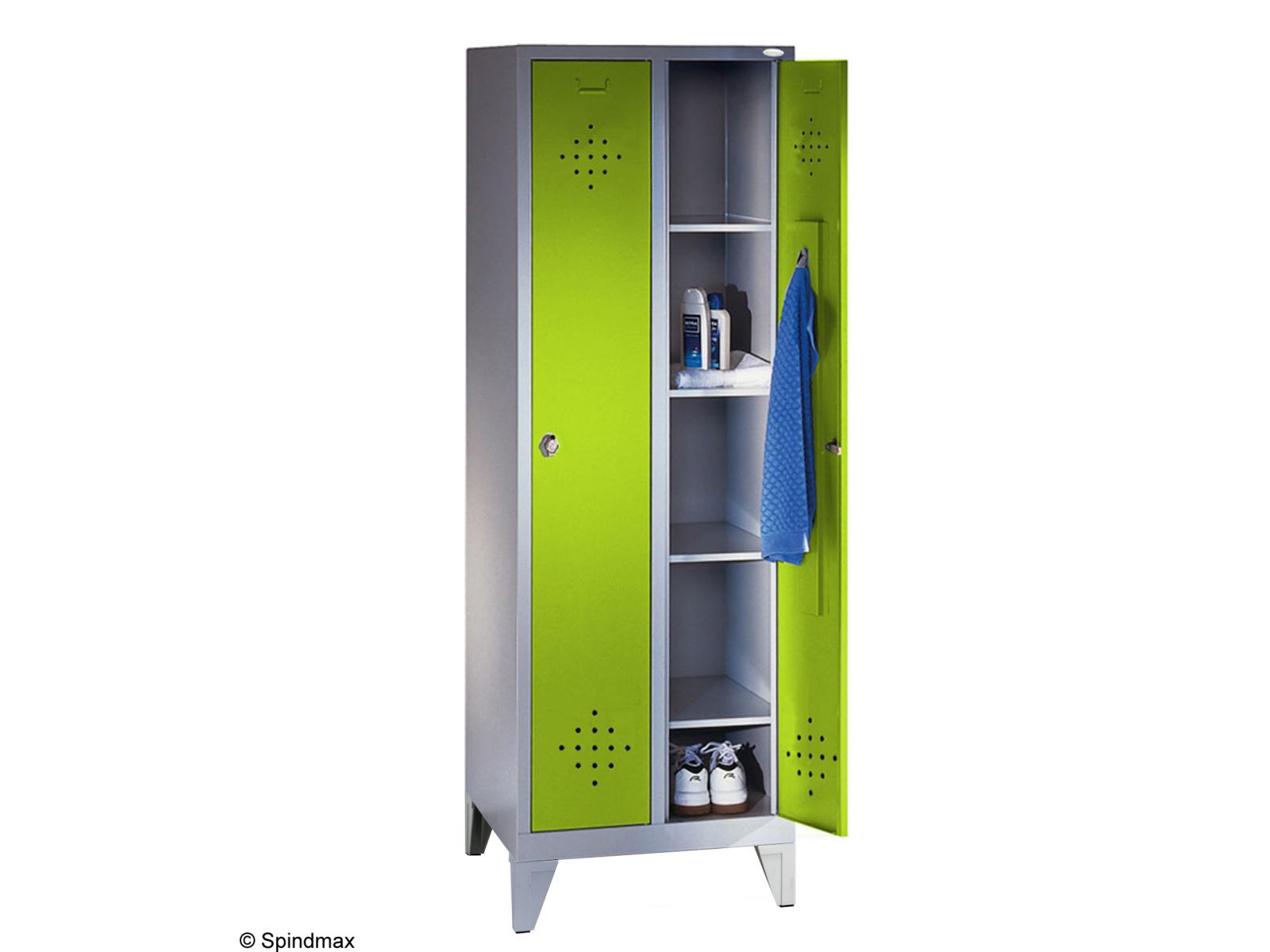 Spind Grüne Linie mit Füßen -Aufbewahrungsschrank -2 Abteile 300mm Abteilbreite