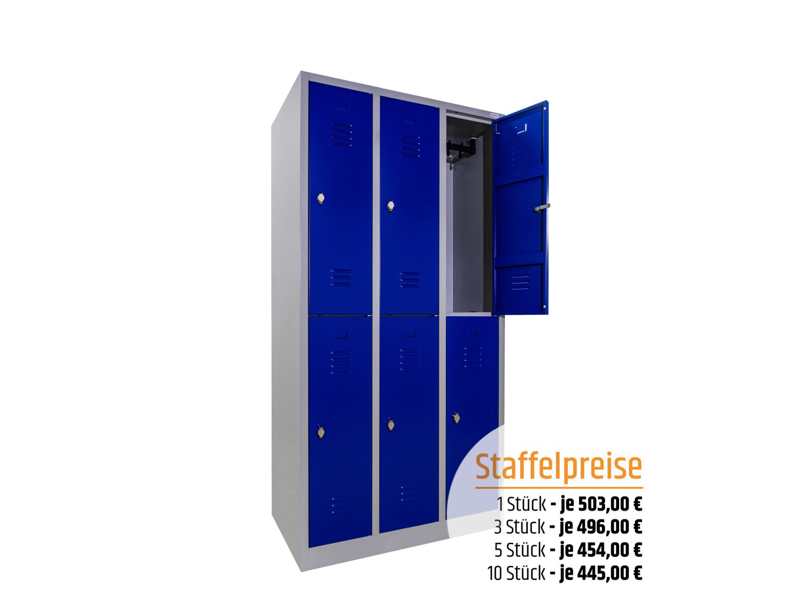 Spind Serie Ideal Spind doppelstöckig - 3 Abteile 400mm Abteilbreite