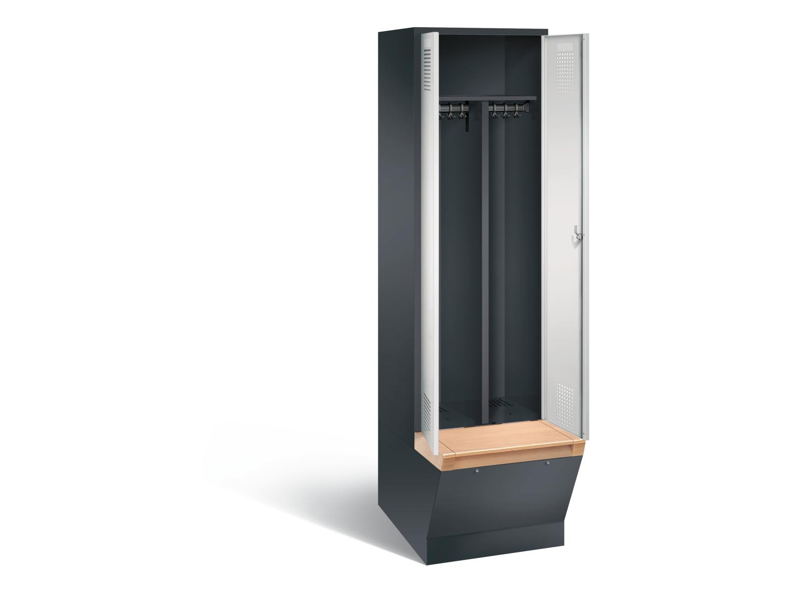 Spind nach Arbeitsstättenrichtlinien S3000 Evolo mit untergebauter Aufbewahrungsbox - für 1 Person 2x300mm Abteilbreite