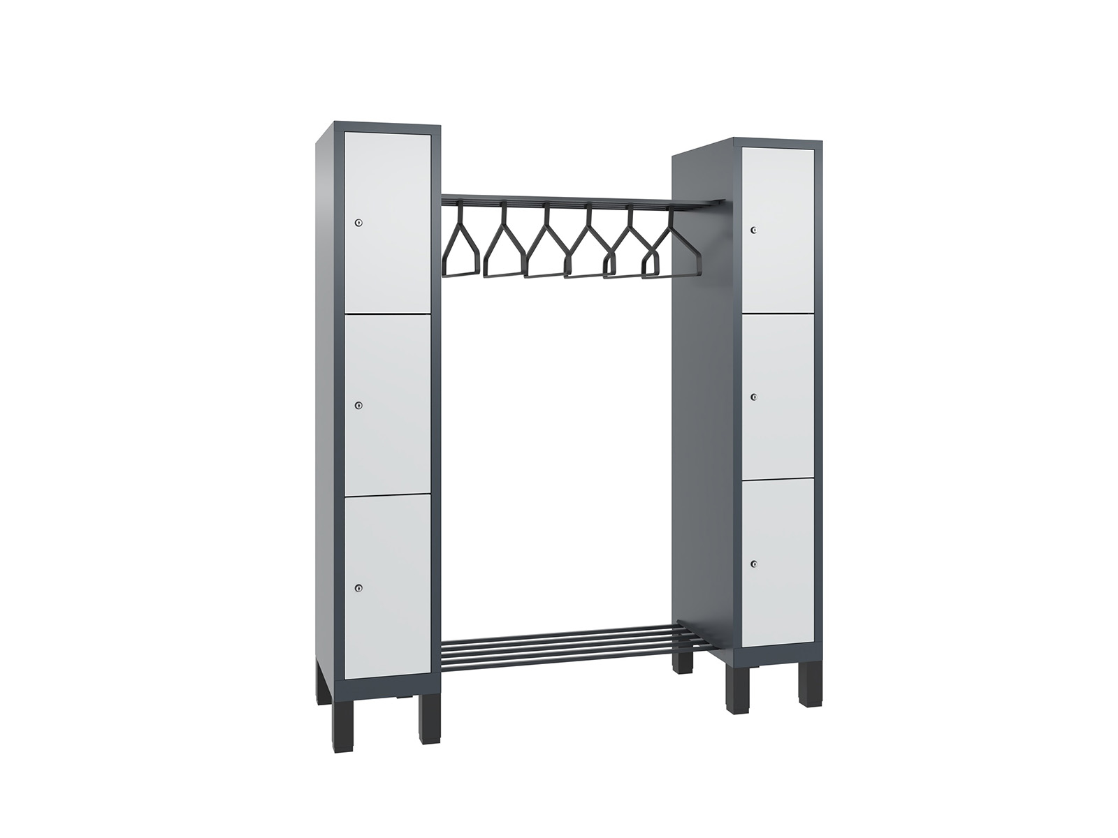 Offene Garderobe F3000 Evolo - 2 Abteile 6 Fächer 300mm Abteilbreite