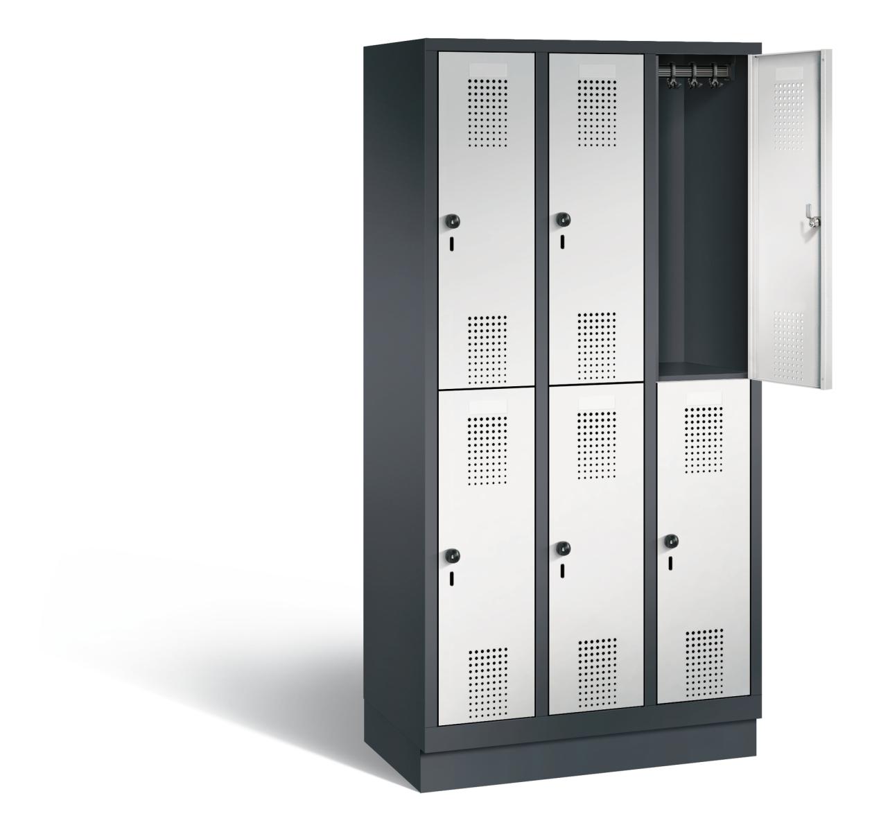 Spind doppelstöckig S3000 Evolo - 3 Abteile 300mm Abteilbreite