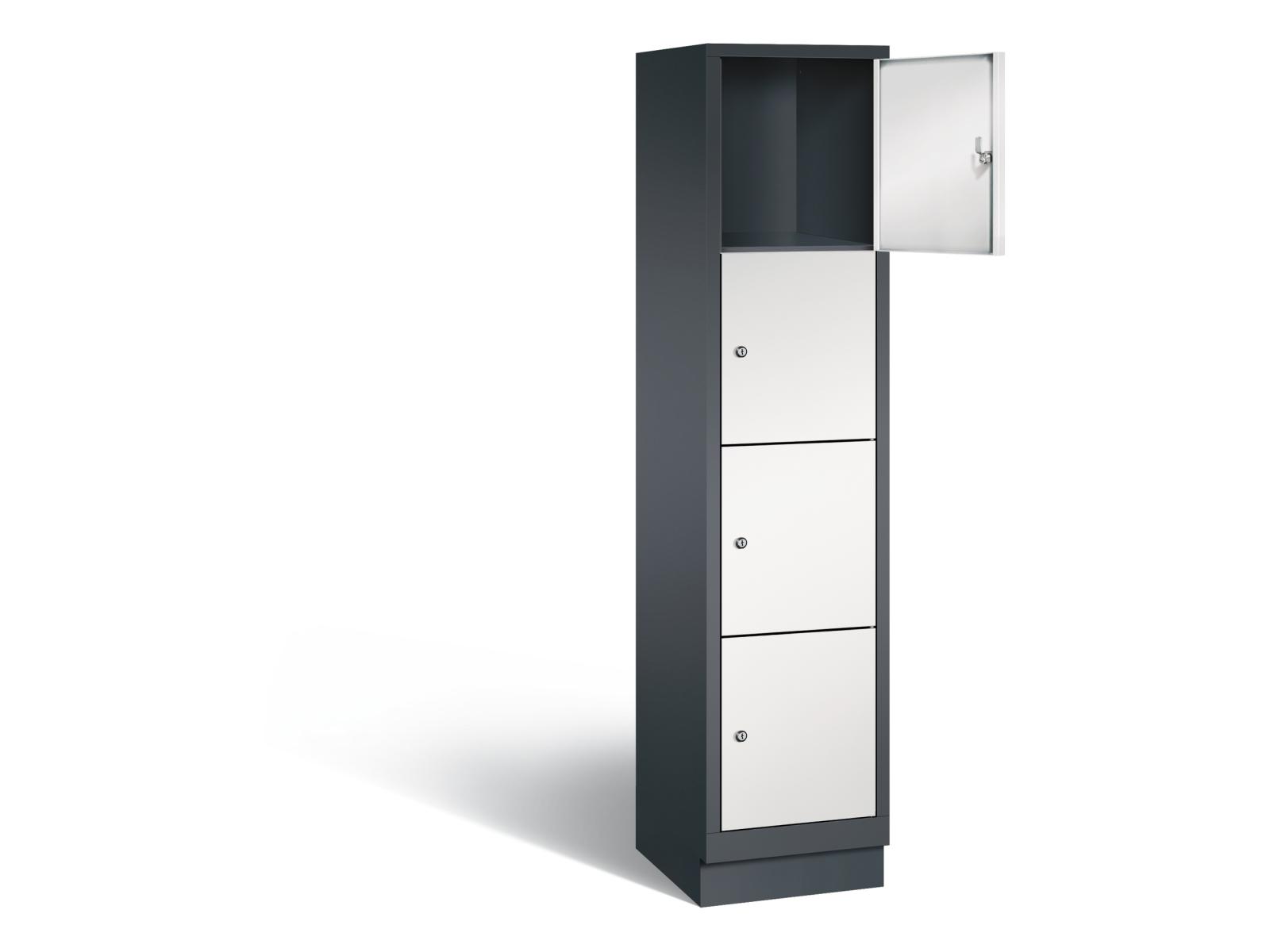 Schließfachschrank S3000 Evolo vier Fächer übereinander - 1 Abteil 400mm Abteilbreite