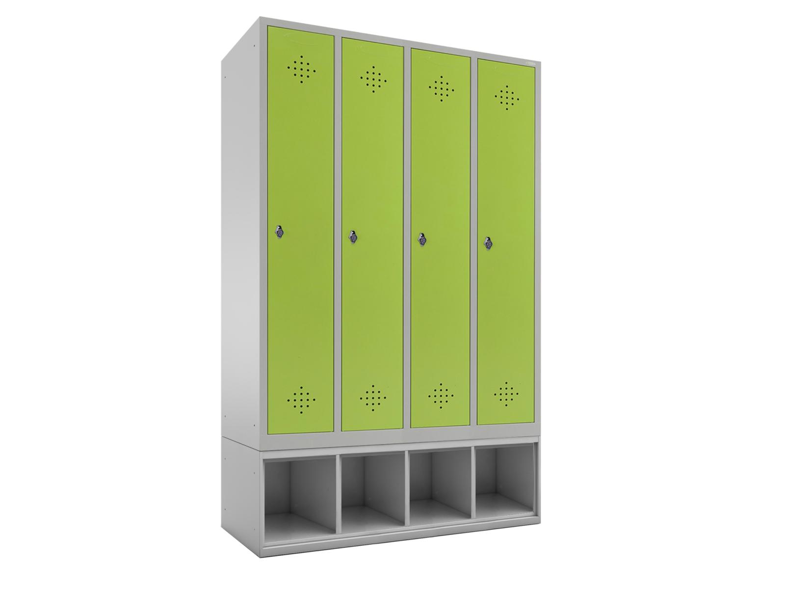 Spind Grüne Linie - mit Schuhbox -4 Abteile 300mm Abteilbreite