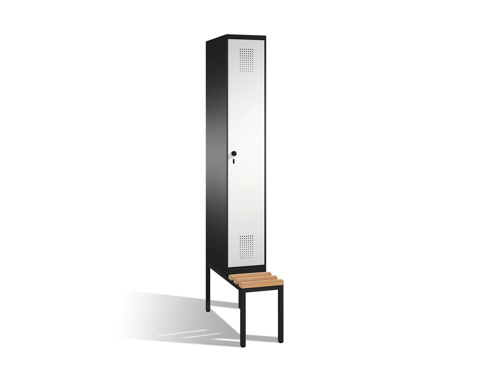 Spind S3000 Evolo mit Sitzbankuntergestell - 1 Abteil 300mm Abteilbreite
