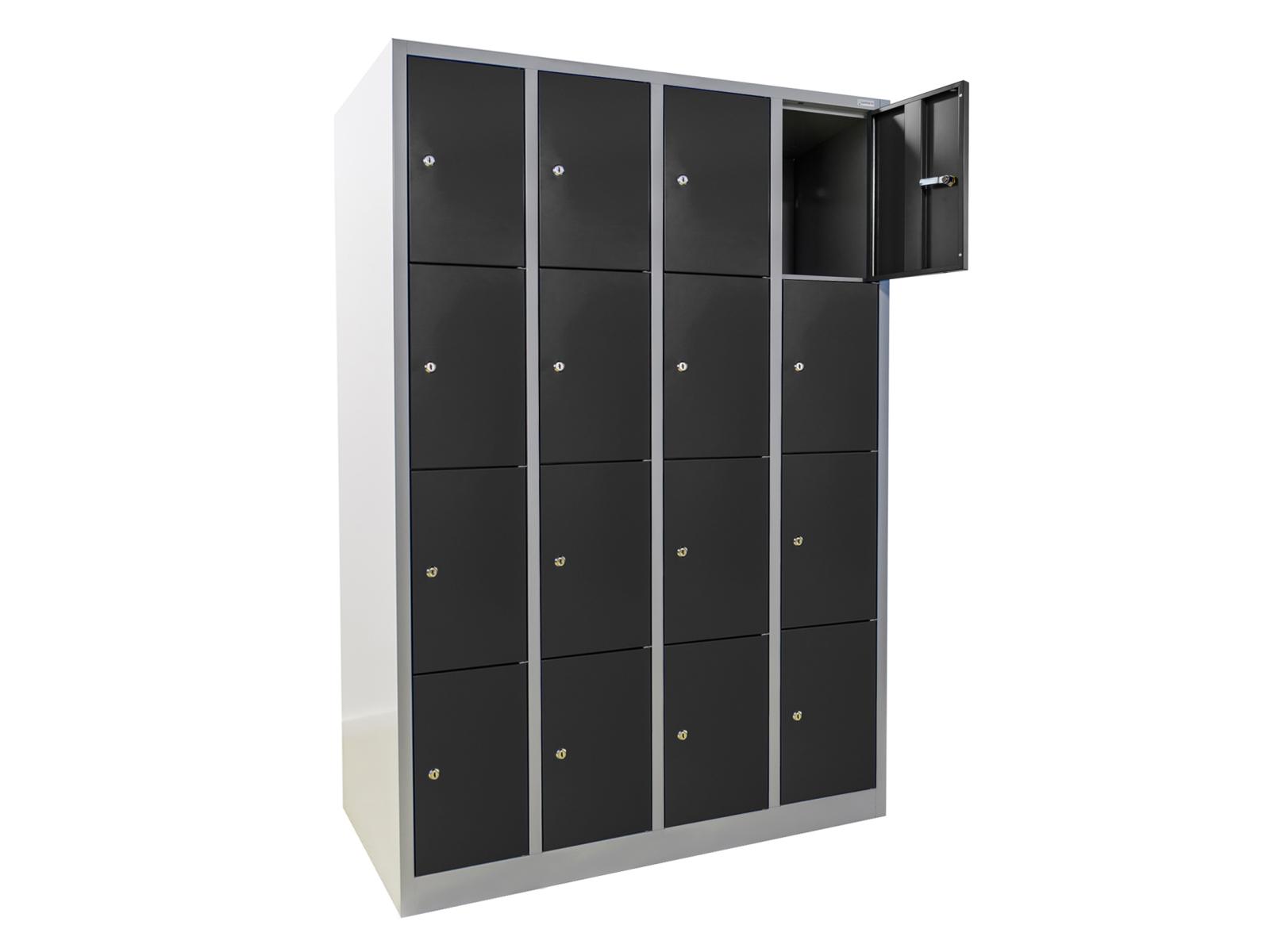 Schließfachschrank Serie Ideal Spind - 16 Fächer / 4 Abteile 300mm Abteilbreite